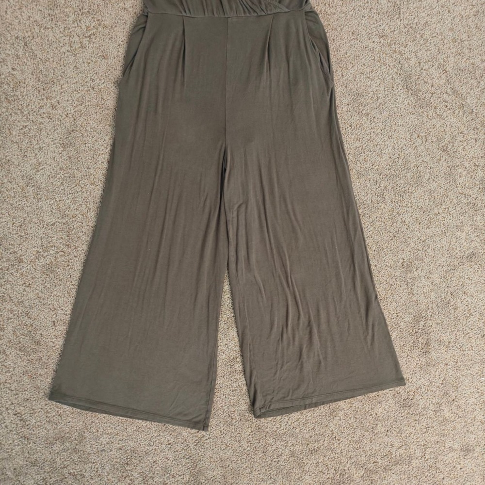 Anthropologie Moulinette Soeurs Olive Green Wide Leg Jumpsuit M  Stretch - Picture 4 of 13
